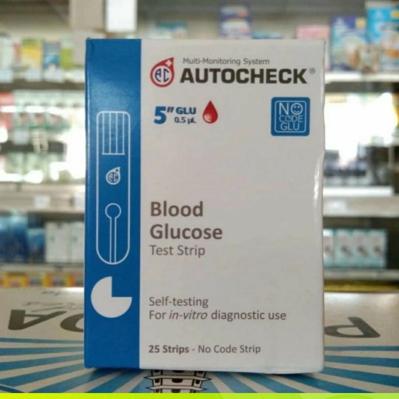 Jual Autocheck Gula Darah Auto Check Blood Glucose Isi Strip Biru Shopee Indonesia