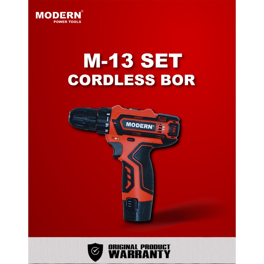 Jual MESIN BOR CAS MODERN M-13 SET CORDLESS CHARGE DRILL Bor Charge M13 ...