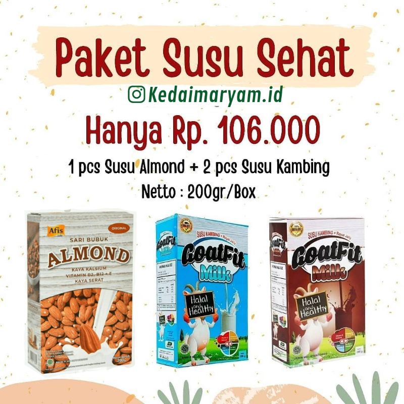 Jual Susu Almond Susu Kambing Paket Susu Sehat Isi 3 Box | Shopee Indonesia