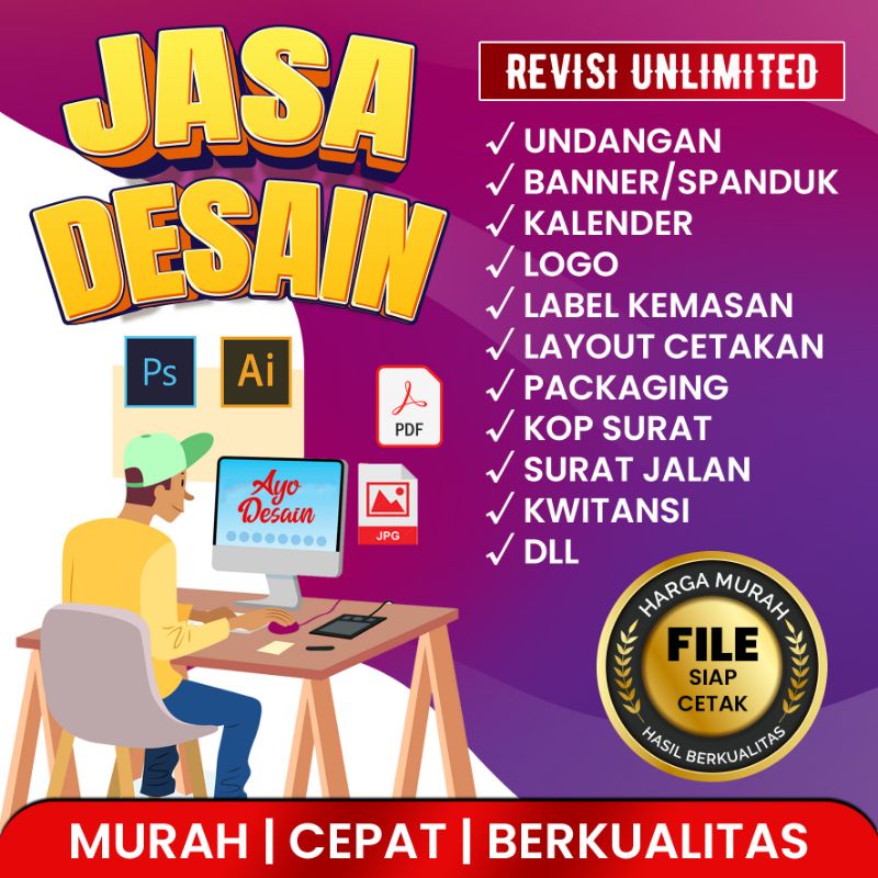 Jual Jasa Desain Premium Banner Brosur Logo Poster Kop Surat Daftar Menu Kalender 1236