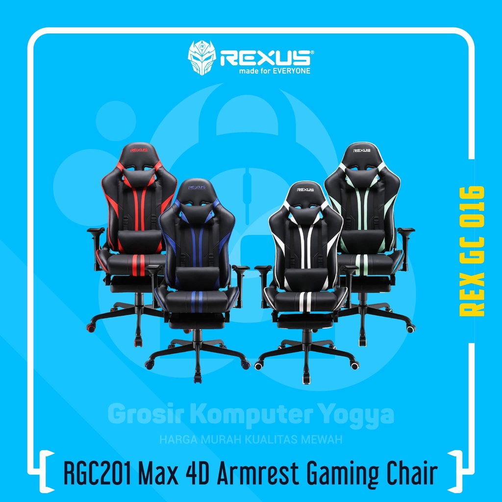 Jual Rexus RGC201 Max 4D Armrest Integrated Footrest Gaming Chair Kursi ...