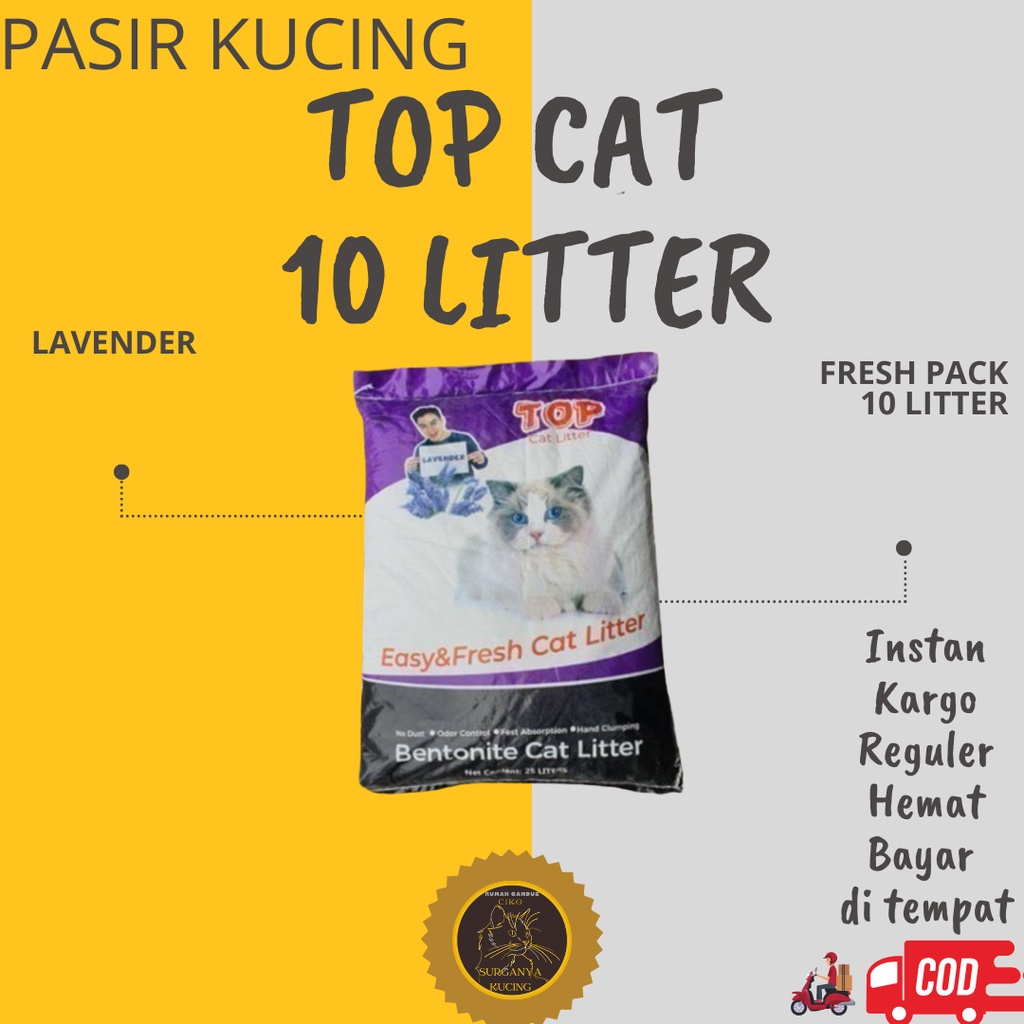 Jual Pasir Kucing TOP 10 Liter 10L Gumpal Wangi Bentonite Cat Litter