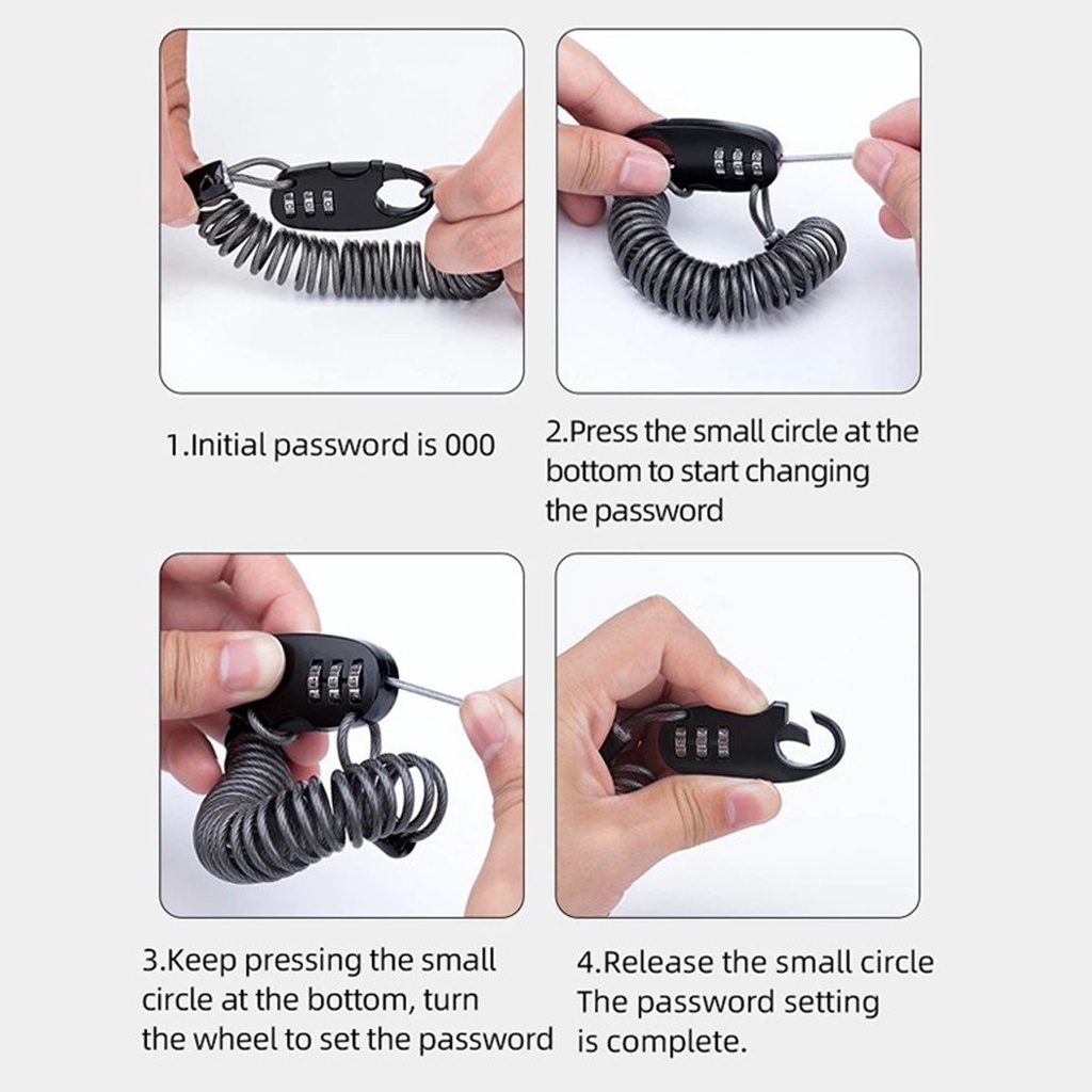 Jual ROCKBROS T520 Kunci Sepeda Stretchable Bicycle Code Key Lock Steel ...