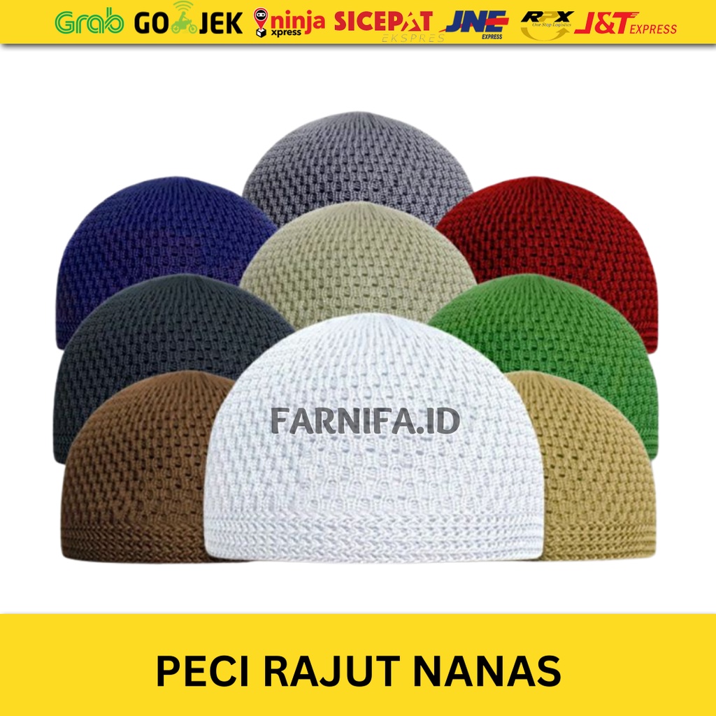 GROSIR (20 Pcs) PECI HAJI KOPIAH SONGKOK RAJUT NANAS POLOS GROSIR / PECI DEWASA UKURAN ALLSIZE / PECI RAJUT PEMBAYARAN DITEMPAT COD