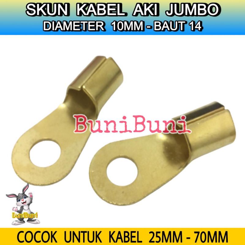 Jual SKUN Terminal Klem Kabel Aki JUMBO Ring Bulat M10 Baut 14 - KUNING ...