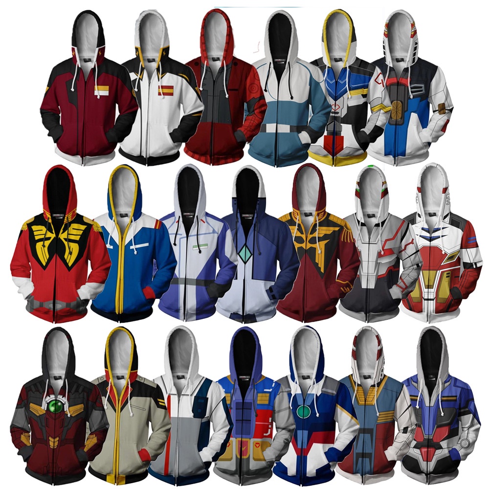 WANHONGYUE Anime Mobile Suit Gundam Jacket Giacca con Cappuccio Adulto Cosplay 3D Stampa Hoodie Felpe Sweatshirt Cappotto 672/5 S