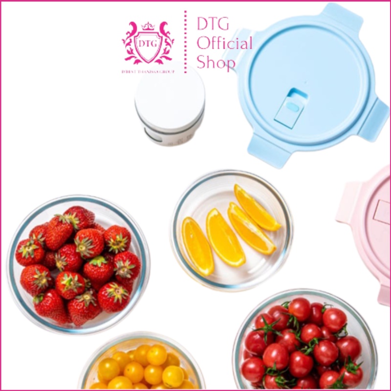 Jual DTG Mangkuk Kaca Set Tempat Makan Tutup Lunch Box Food Mangkok Tutup Plastik Anti Tumpah BL