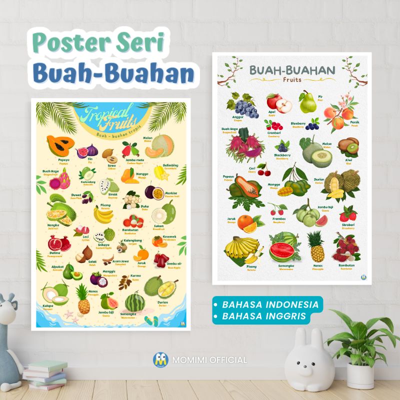 Jual Poster Edukasi Seri Buah-Buahan Fruits Bilingual Bahasa Inggris ...