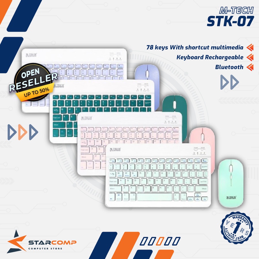 Jual m tech stk07 bluetooth combo keyboard mouse stk 07 wireless