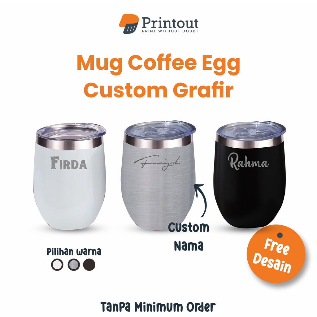 Jual PRINTOUT Custom Mug Egg Shaped Gelas Kopi Cangkir Teh Tahan Panas