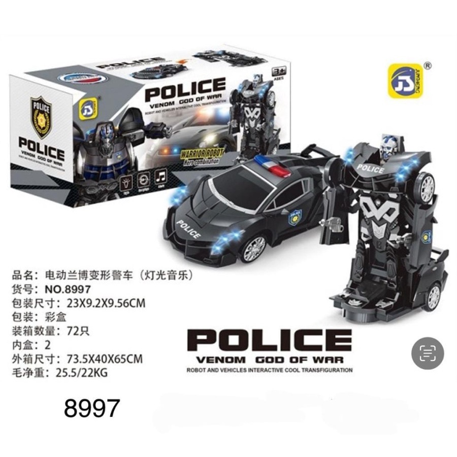 Jual Mainan Mobil Polisi Robot Putih Berubah Jadi Robot Transformer 2