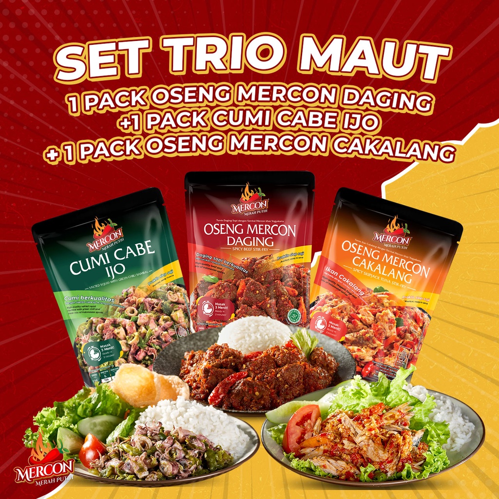 Jual Mercon Merah Putih - Set Trio Maut || Oseng Mercon Daging + Cumi ...