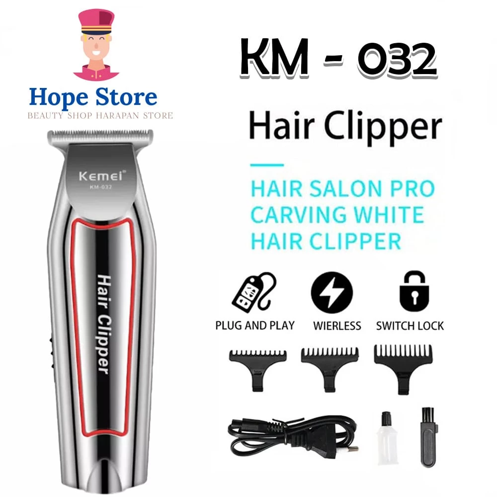 Hope Store - Kemei KM-032 Mesin Cukur Rambut Kumis Jenggot Cordless | AutoStock