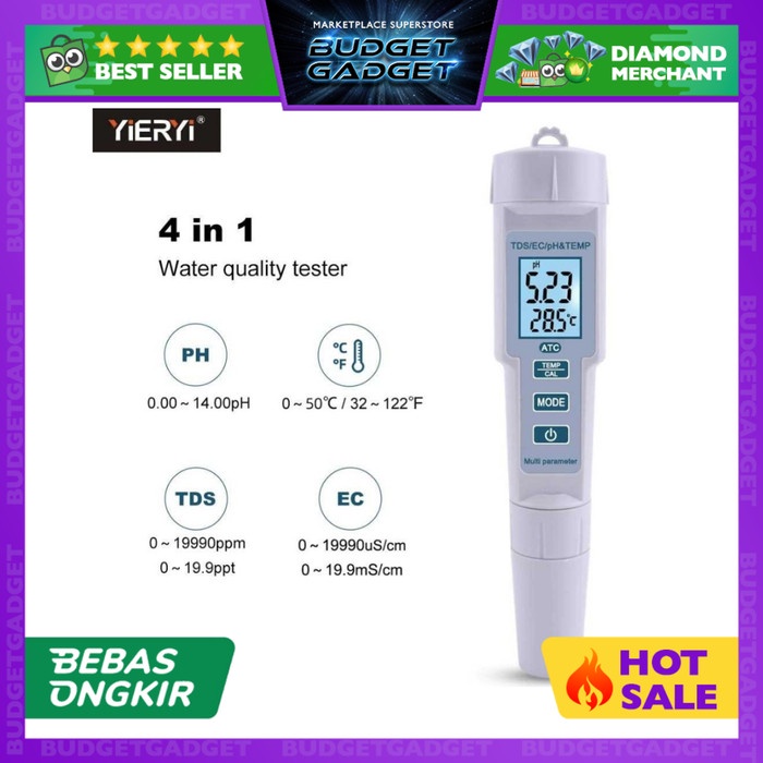 Jual Laku Alat Ukur Kualitas Air 4 In 1 Ph Tds Ec Temperature - Ph686 ...