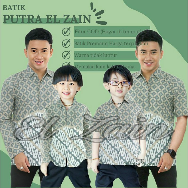 Jual Batik Putra EL Zain TERBARU Couple sweet | Batik Kawung Hijau Sage ...