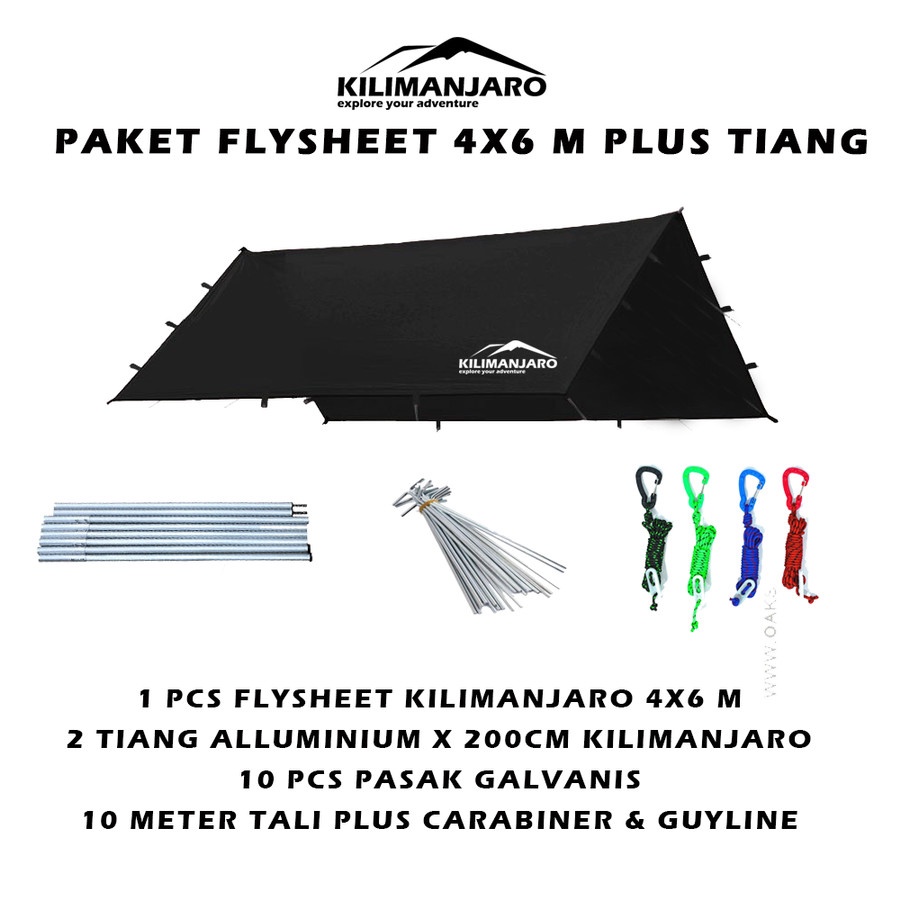 Jual Paket Flysheet X M Plus Tiang Flysheet Kilimanjaro Plus Pasak Dan Tali Bivak Shopee