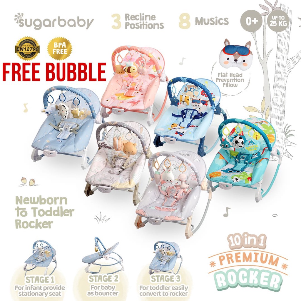 Jual SugarBaby Bouncer Bayi 10 In 1 Premium MY Rocker Kursi Goyang Manual Bayi Shopee Indonesia