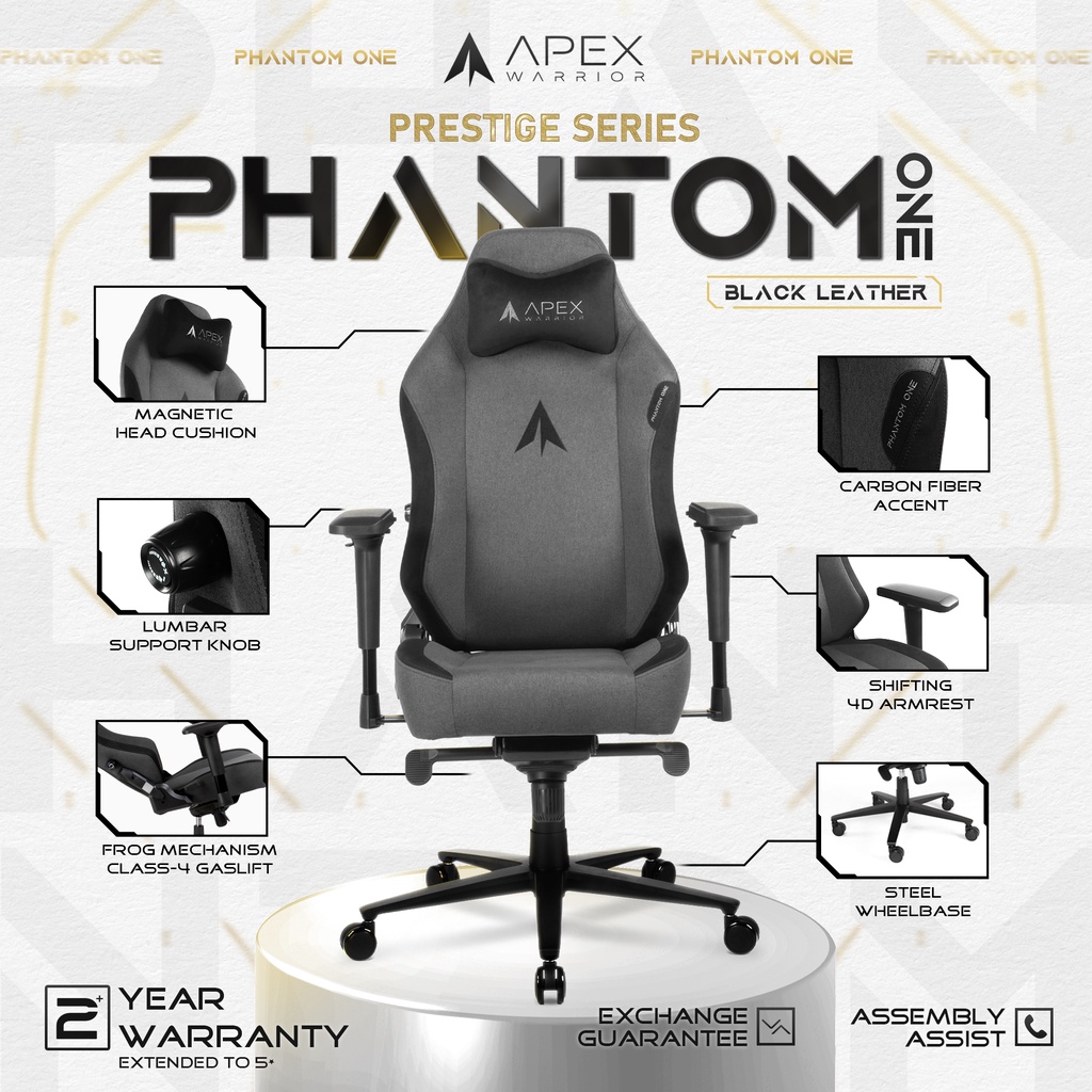 Jual Apex Warrior Phantom One Black Premium Fabric Kursi Gaming Chair ...