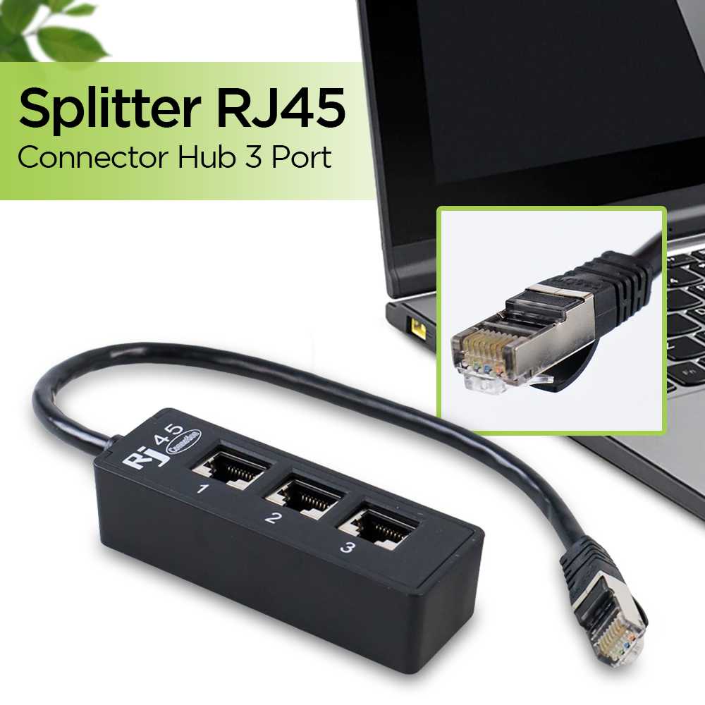 Jual SPCR Splitter RJ45 LAN Network Connector Hub 3 Port