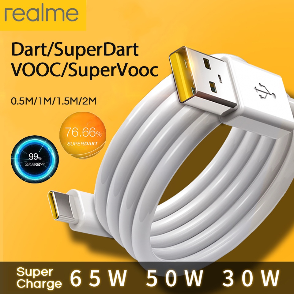 Jual Kabel Data Type C REALME Fast Charging Super Dart VOOC 18W 33W 60W ...