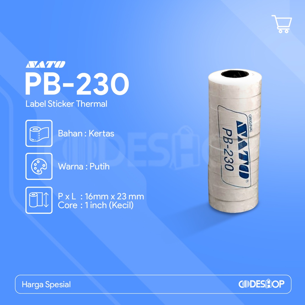 Jual Label STICKER TEMBAK SATO PB 230 PUTIH POLOS | Shopee Indonesia