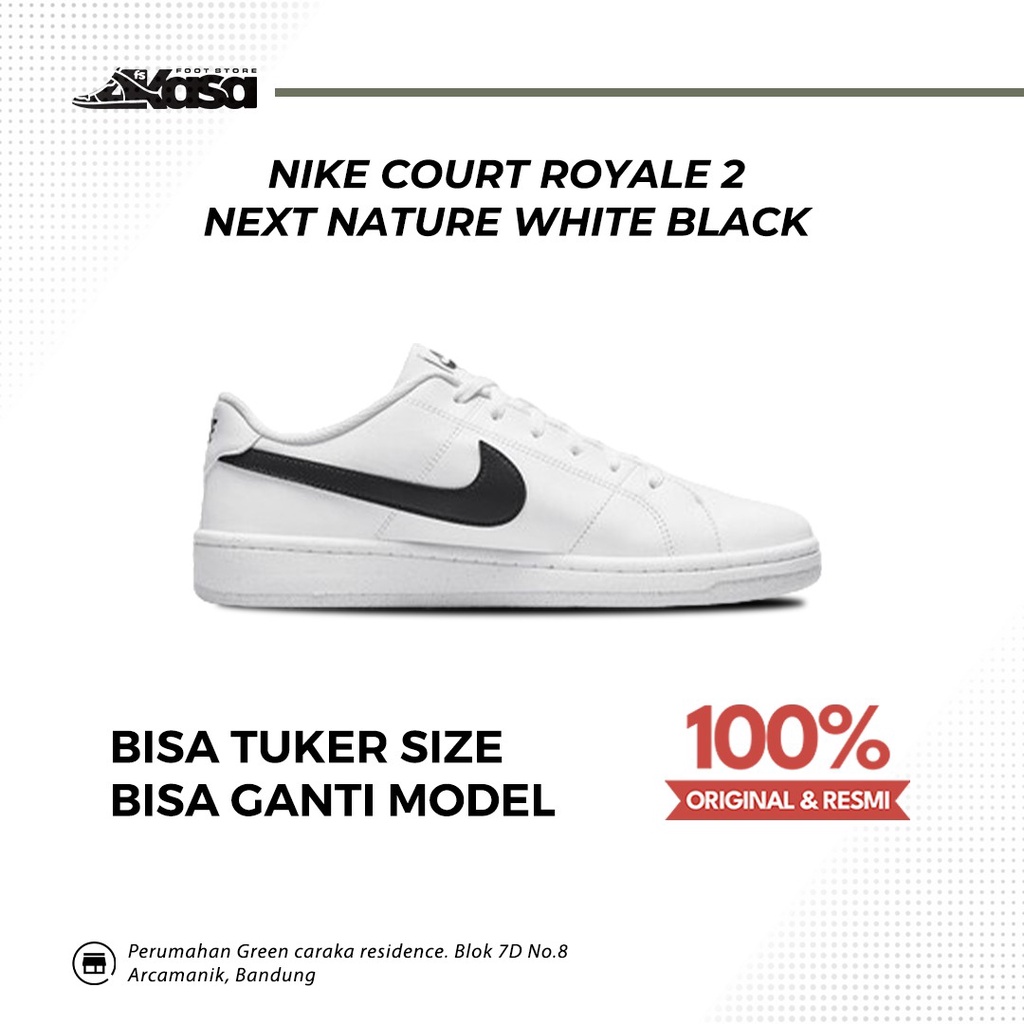 Jual Sepatu Sneakers Pria Nike Court Royale 2 Next Nature White Black ...