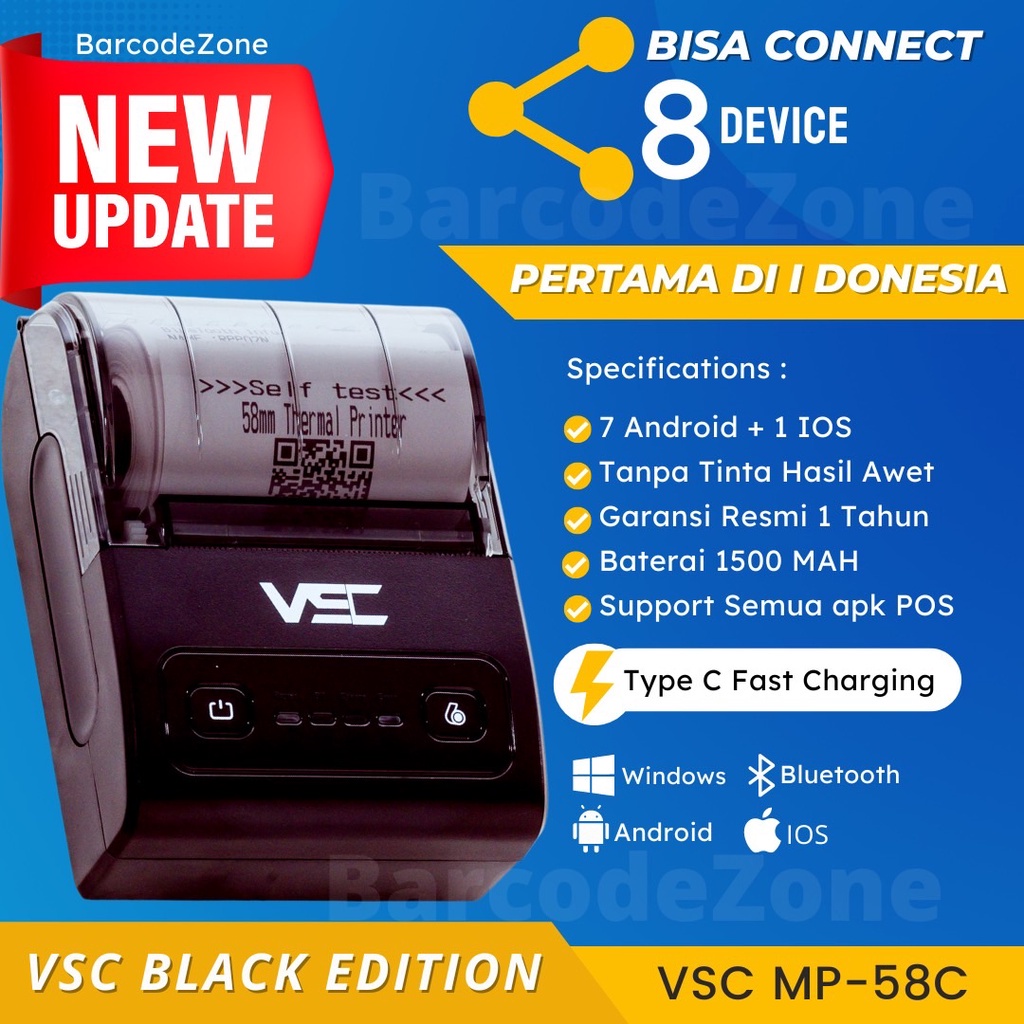 Jual Mini Printer Thermal Bluetooth VSC MP-58C 58mm RPP02 - Printer ...
