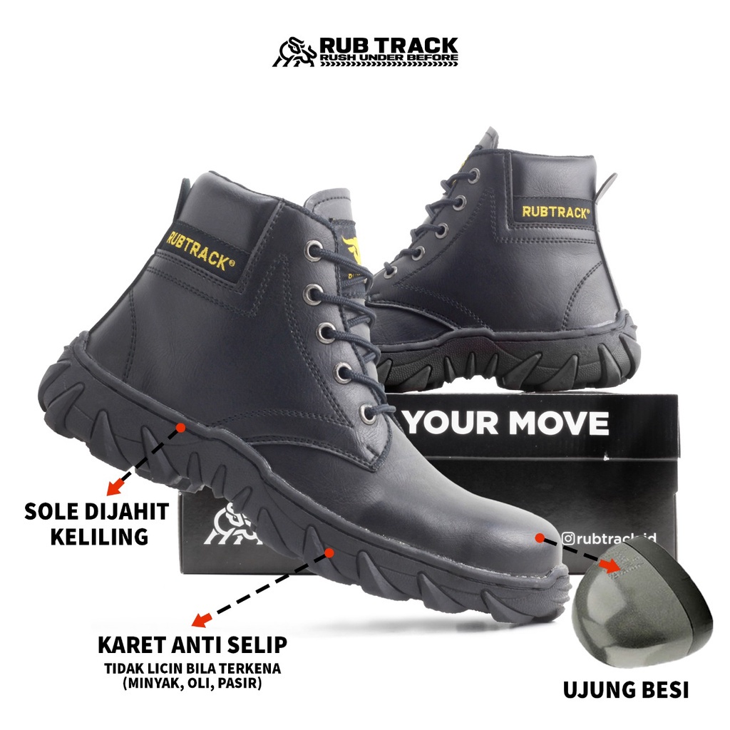 Jual Sepatu Safety Pria Ujung Besi Rubtrack Rubicon Peron Safety Boot Kerja Lapangan Proyek