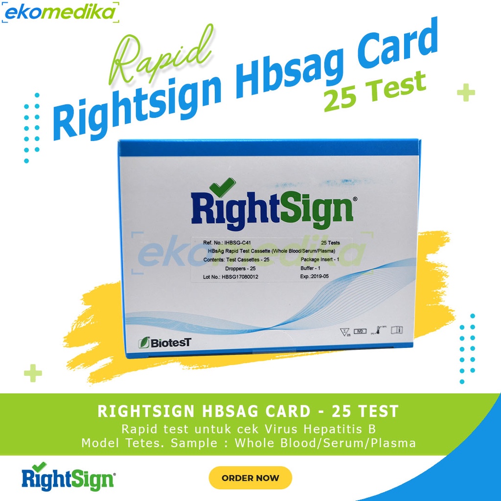 Jual Hbsag Cassette RIGHTSIGN HBsAg Device Whole Blood 25T / Test ...