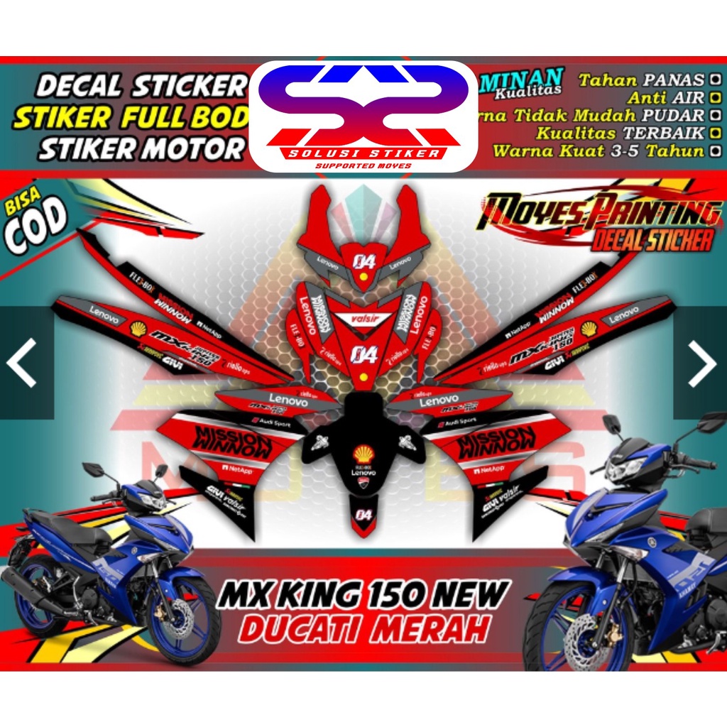 Jual Stiker Decal Mx King 150 Motif Racing Merah FullBody Decal Mx King ...