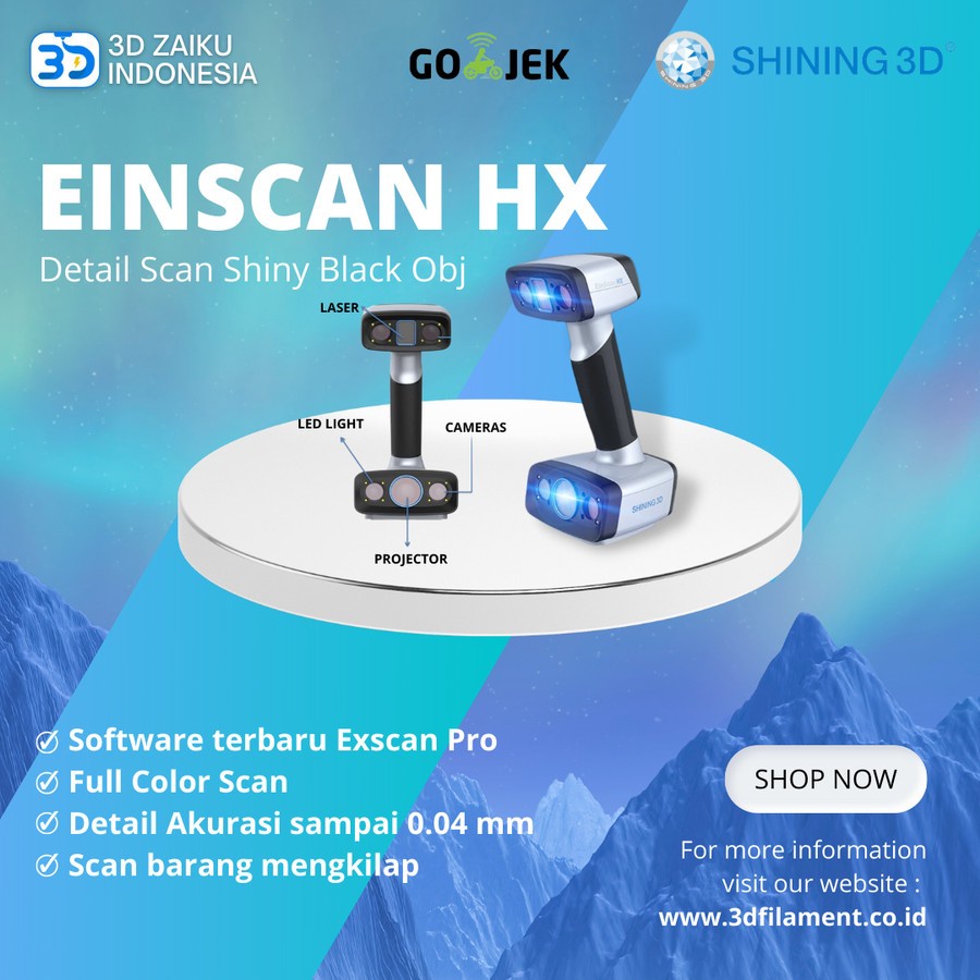 Jual Industrial Grade 3D Scanner Einscan HX for Detail Scan Shiny Black ...