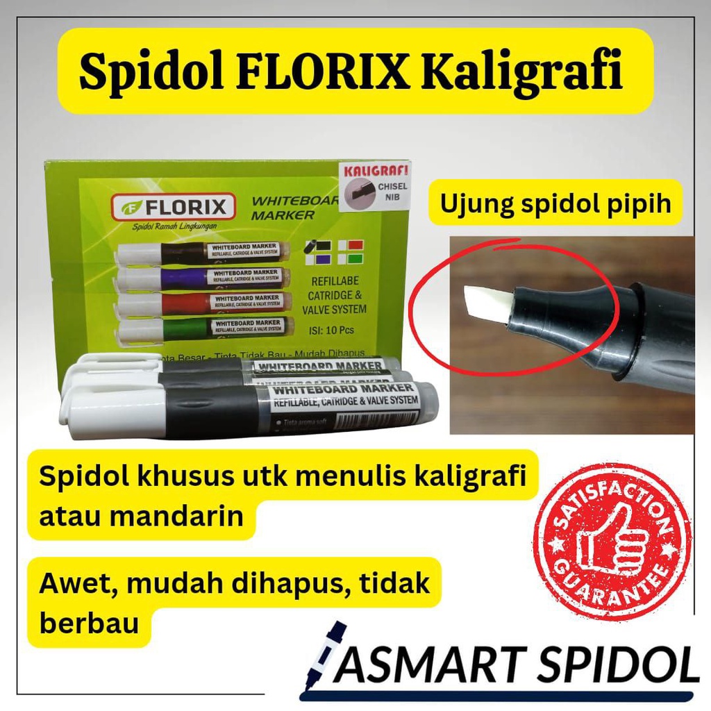 Jual Spidol Whiteboard FLORIX Valve Cartridge TIPE KALIGRAFI MANDARIN