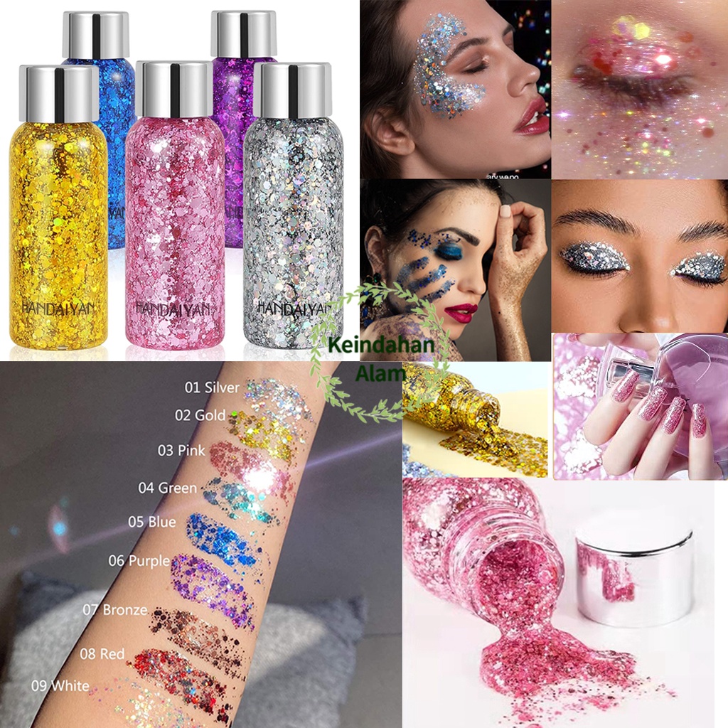 Jual HANDAIYAN Body Face Glitter Gel For Eye Nail Face And Body Hair ...