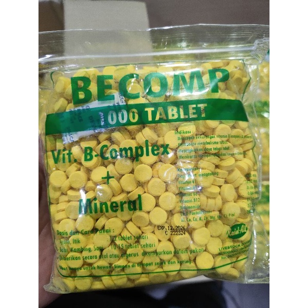 Jual BECOMP 1000 Tablet - Vitamin B Complex & Mineral Untuk Ayam Itik ...