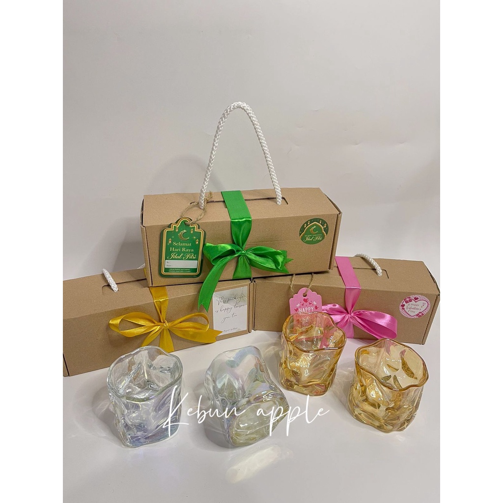 Jual Set T Hampers Lebaran Gelas Kaca Aesthetic Gelas Wine Kopi Teh Super Mewah Souvenir 2324