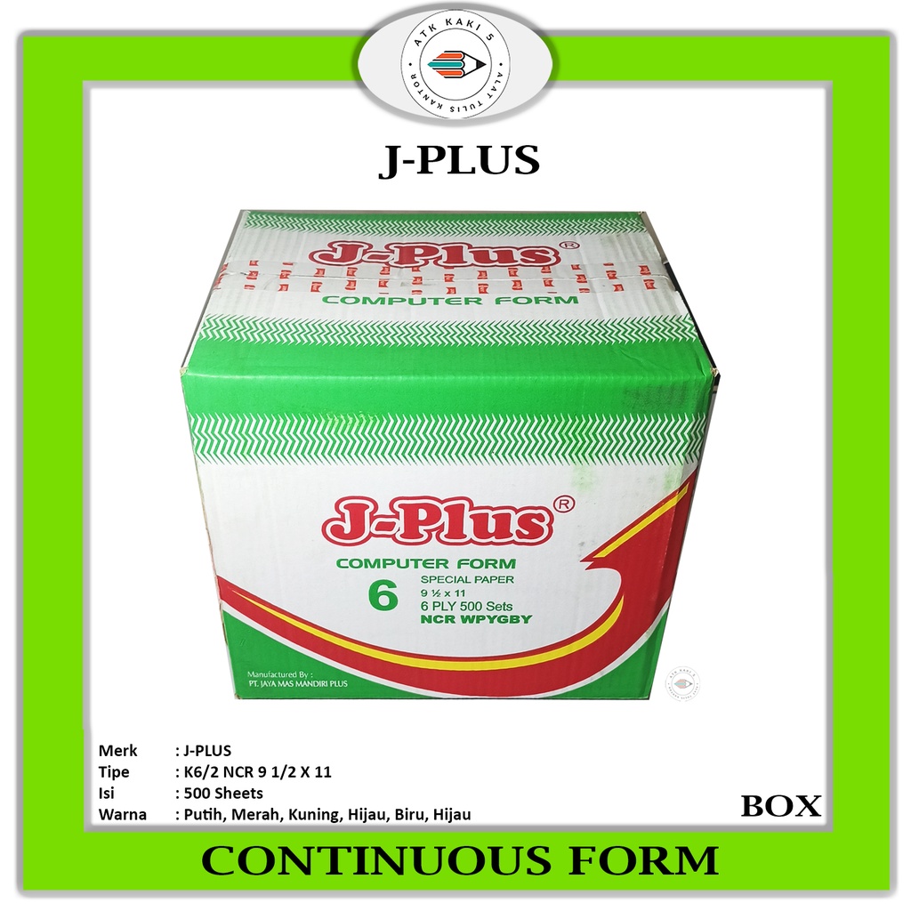 Jual J-PLUS - Continous Form 91/2 x 11 6 Ply ( K6 Jplus ) NCR / Kertas ...