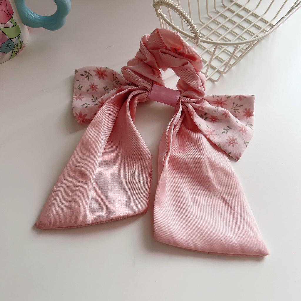 Jual Town Shell FLORAL Korean Satin Ribbon Scrunchy / Scrunchie ...