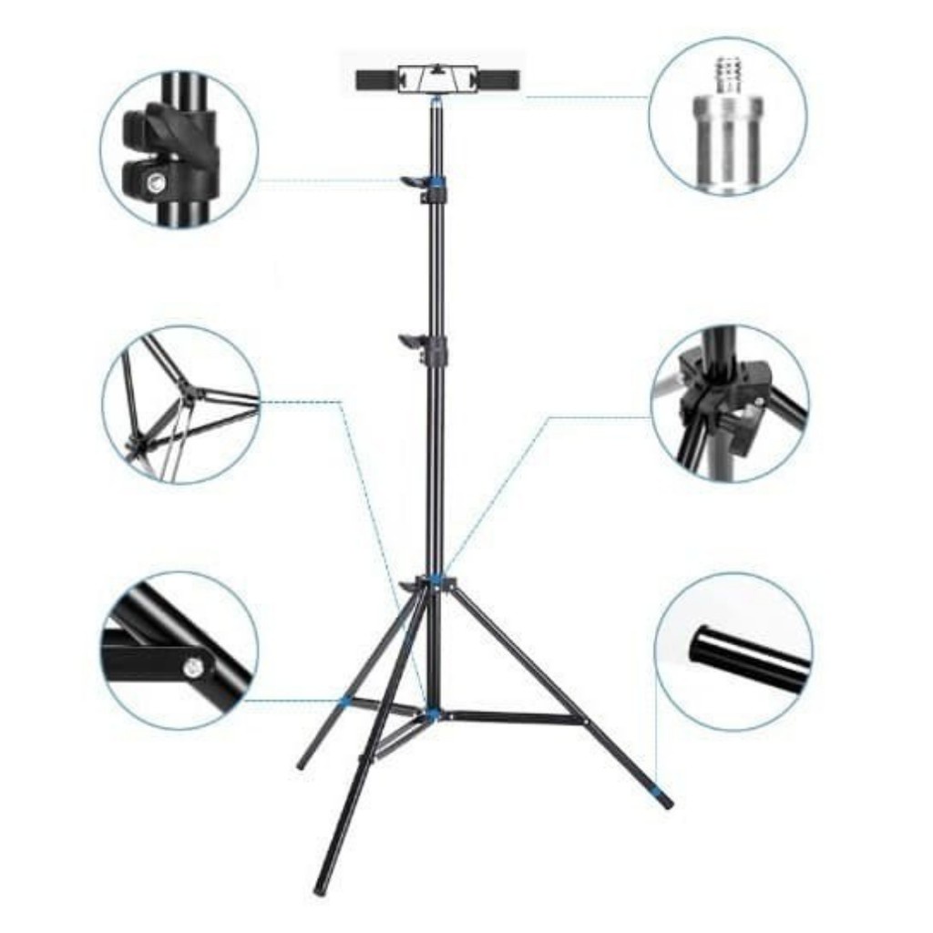 Jual LIGHT STAND 200CM + BRACKET HANDPHONE 2 HOLDER HP RING LIGHT ...