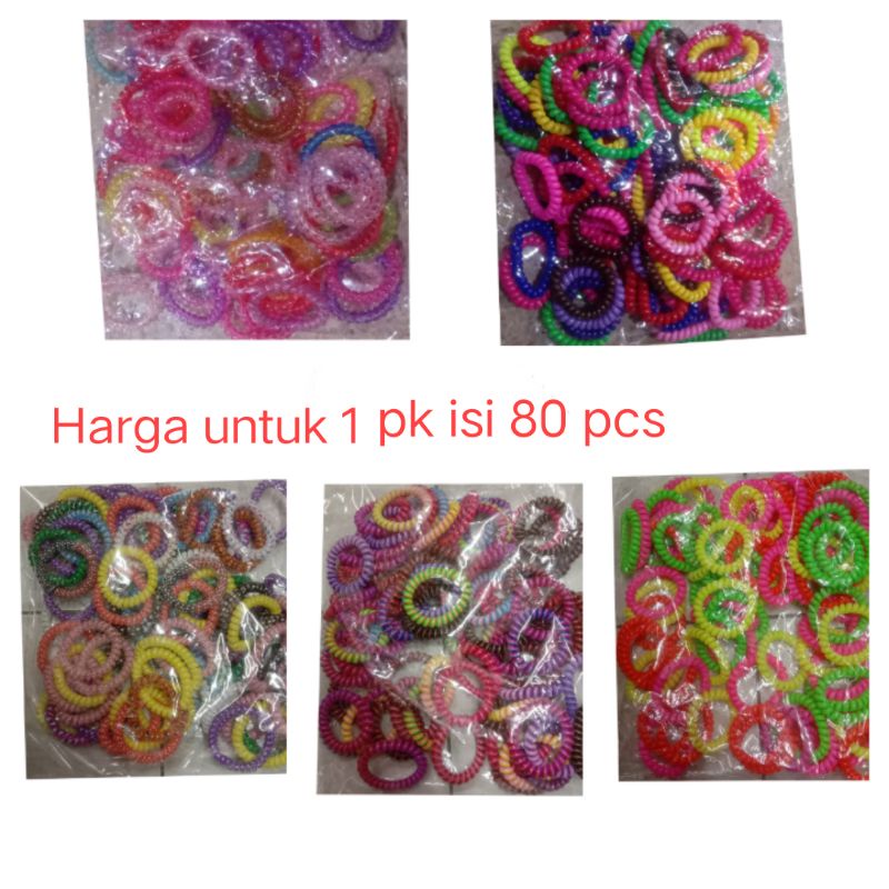 Jual ( 1 PAK ) IKAT RAMBUT SPIRAL BESAR ISI 80 PCS | Shopee Indonesia