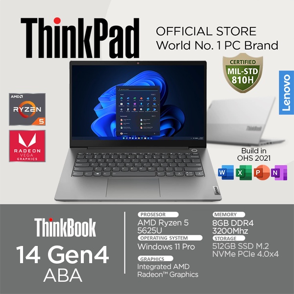 Jual Lenovo Thinkbook 14 Gen 4 AMD Ryzen 5 5625U 8GB 512SSD Vega 7