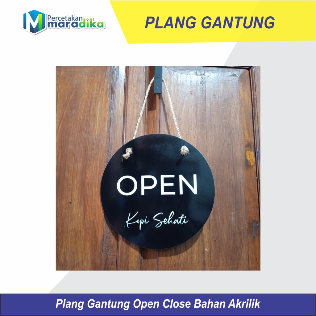 Jual Buka Tutup Open Close Papan Nama Plang Sign Board Bulat Akrilik