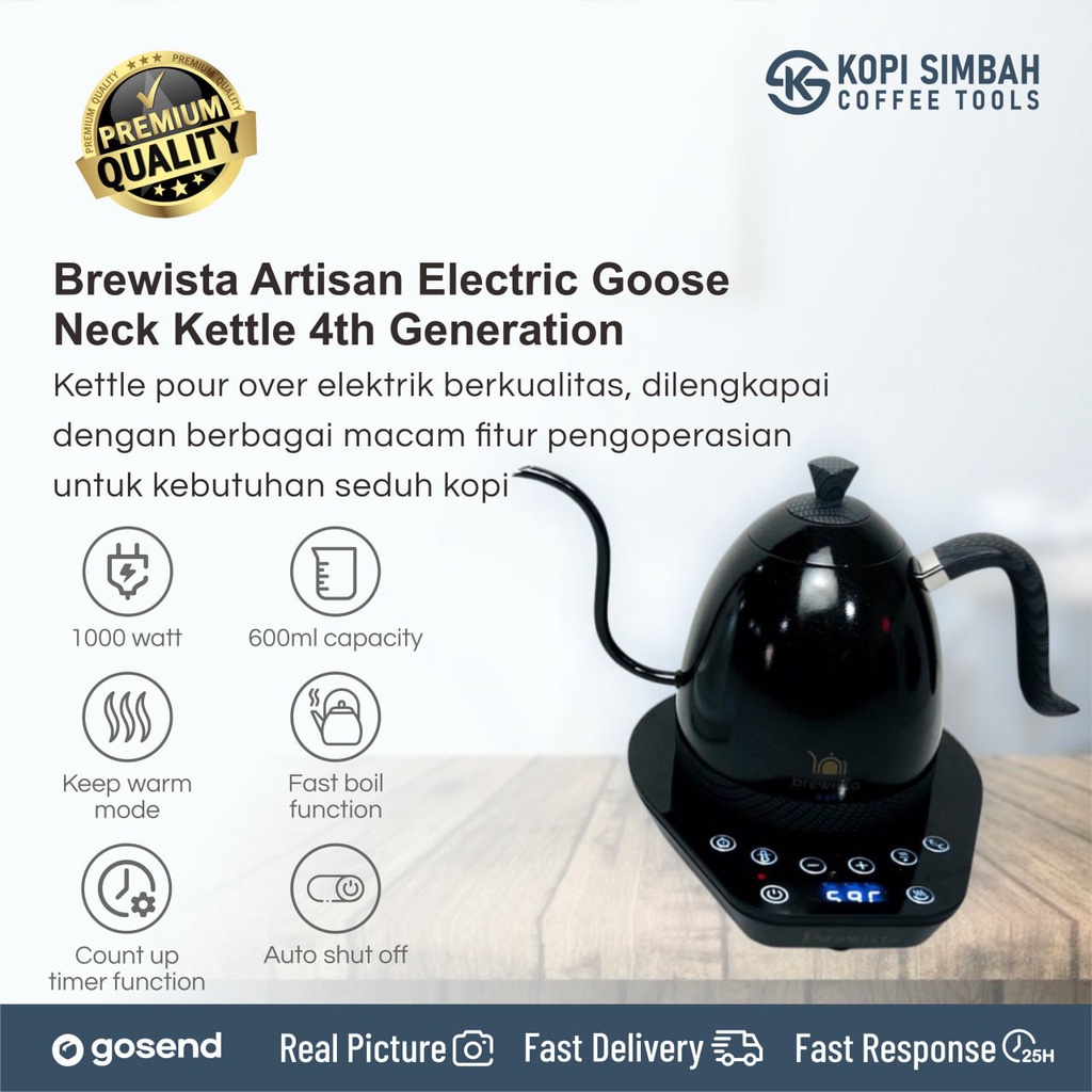 Jual Artisan Electric Goose Neck Kettle Brewista 4th Generation Coffee Pot Teko Kopi Leher Angsa 3771