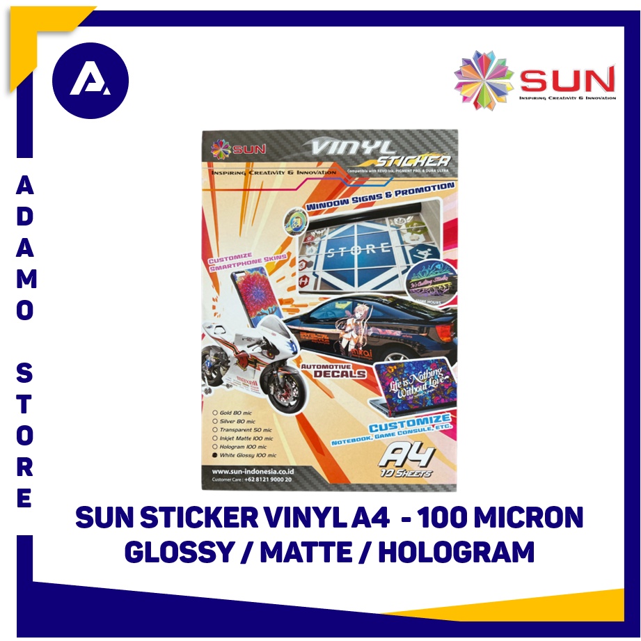 Jual Kertas Sticker Vinyl Sun Anti Air A4 Glossy / Matte / Hologram ...