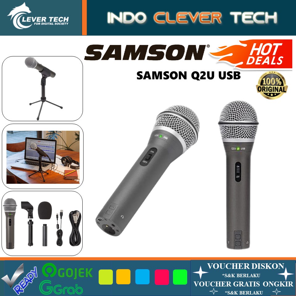 Jual Samson Q2U USB XLR Dynamic Microphone Recording and Podcasting