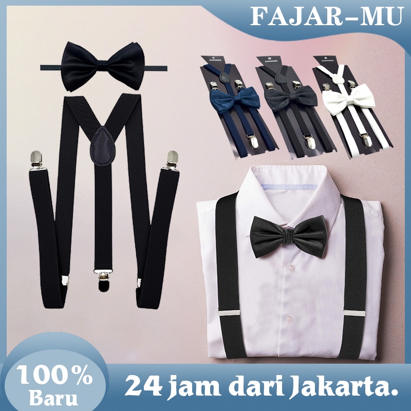 Jual Paket Suspender & Bow Tie Berkualitas Dewasa Bretel Jojon Dan Dasi