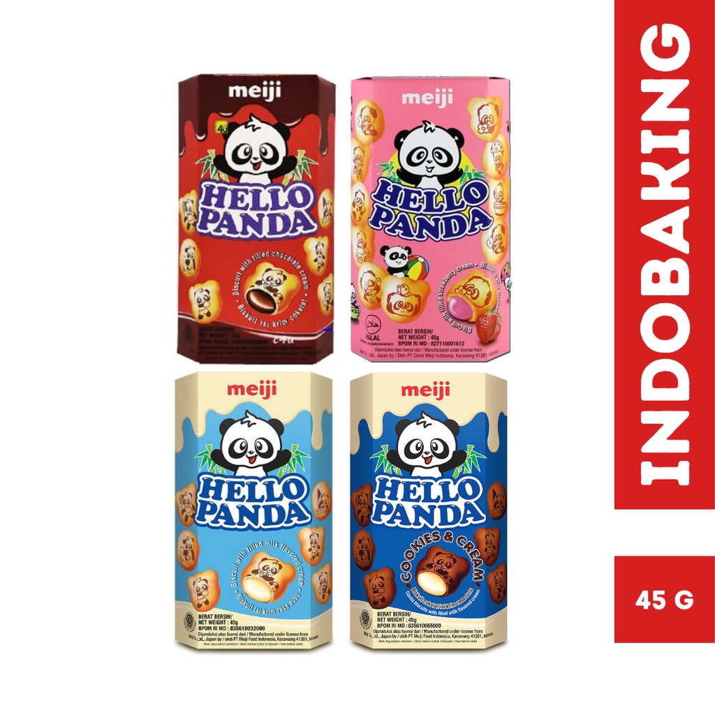 Jual Snack Hello Panda Coklat Strawberry Milk Vanilla Cookies Cream Box