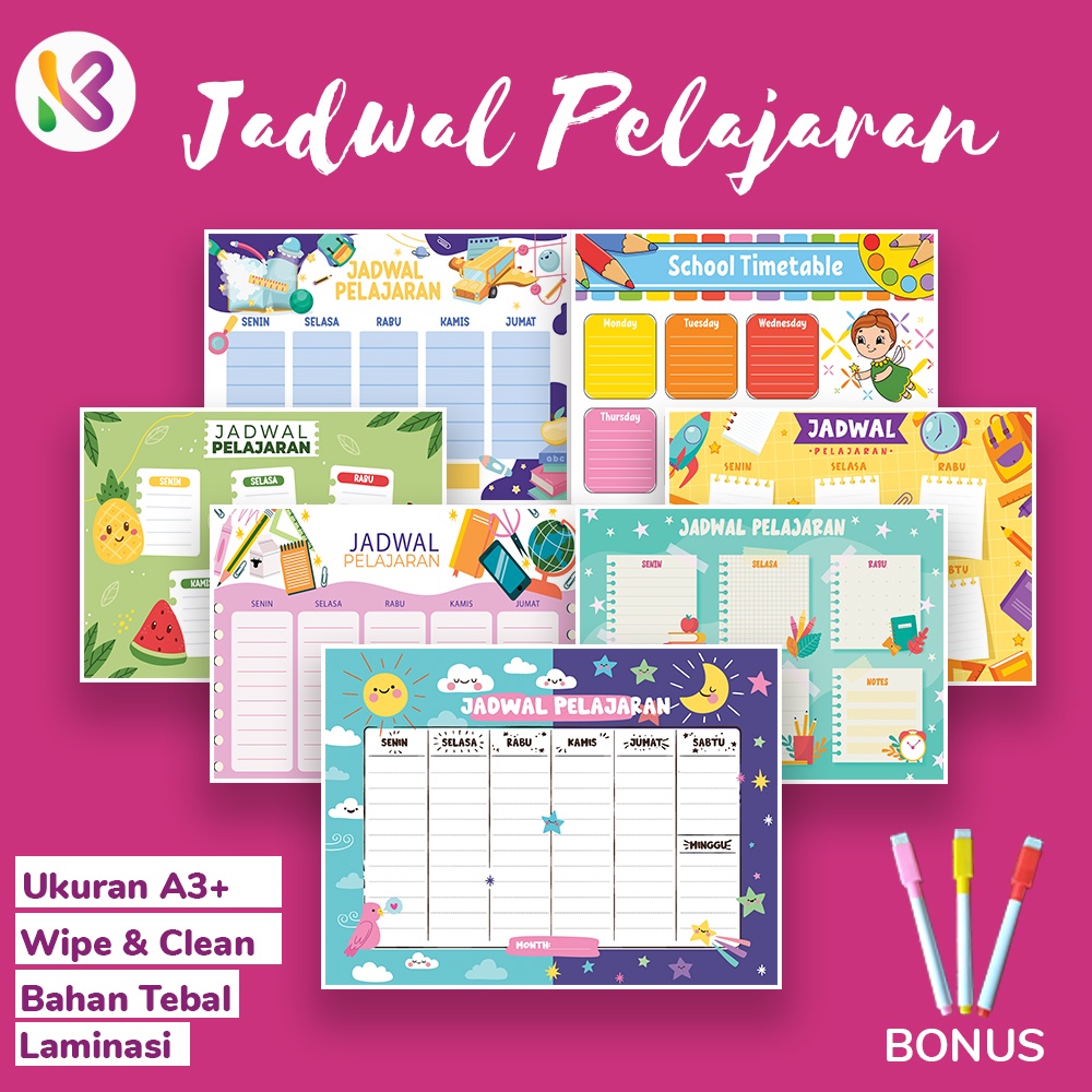 Jual #2 Kamilastorindo Poster Jadwal Pelajaran / School Timetable ...