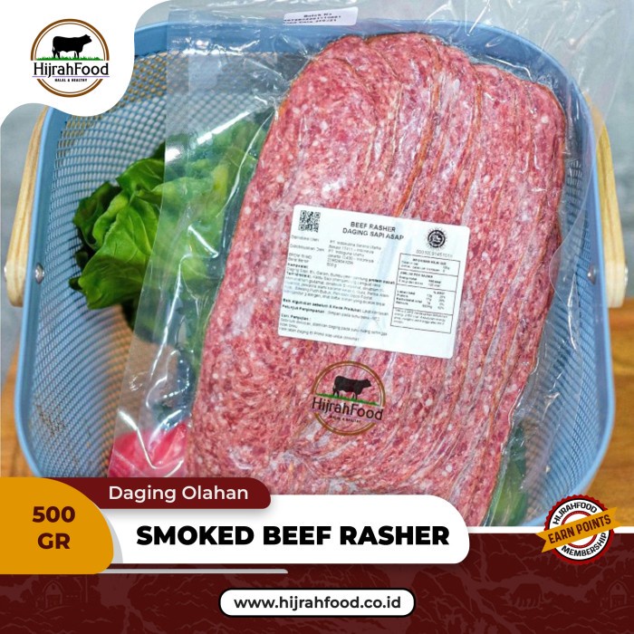 Jual Smoked Beef Rasher / Beef Bacon Slice / Daging Sapi Asap (Qty. 500 ...