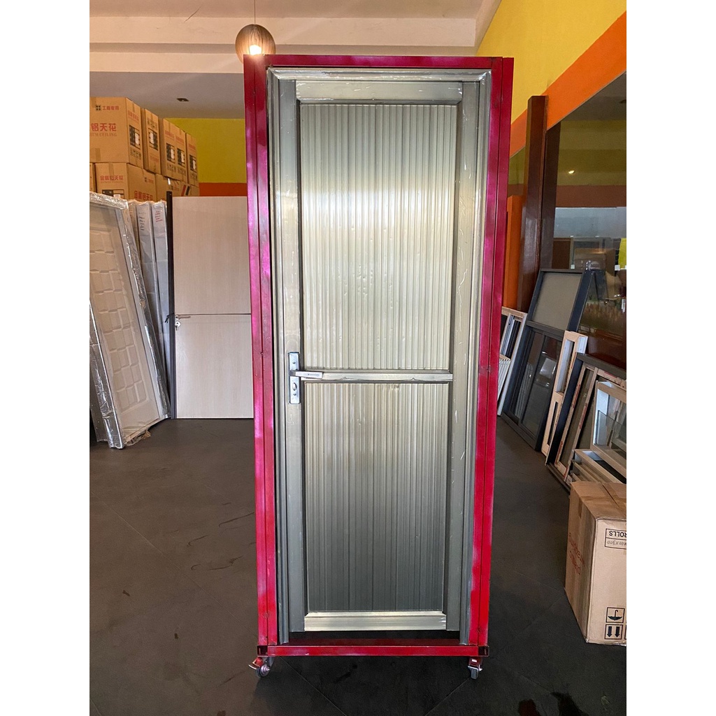 Jual Pintu Kamar Mandi Full Aluminium Pintu Fullset Kusen+Handle+Engsel