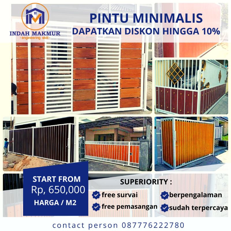 Jual Pintu pagar minimalis kombinasi woodplank | Shopee Indonesia